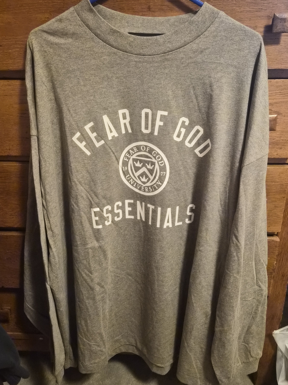 Essentials Fear of God University Crewneck Longsleeve Shirt Gray with White Logo
